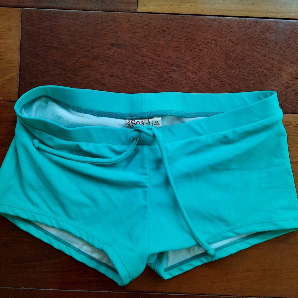 Teal Boy Shorts Swimwear-M